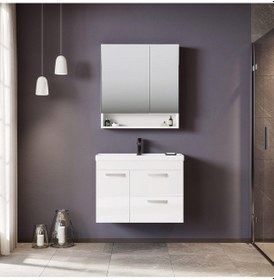 Resim Orka Nova 80 Cm Mdf Beyaz Banyo Dolabı Takımı 