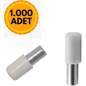 Resim Plastik Başlı Metal Raf Pimi 1000 Adet Beyaz - Krom 