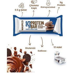 Resim Waspco Bitter Çikolata Kaplı Bisküvi Aromalı Protein Bar 36G x 1 Adet 
