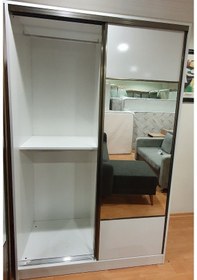 Resim Doğandekorasyon Ömür 130 Cm 2 Kapakli Sürgülü Dolap Gardirop Beyaz Veya Cordoba 