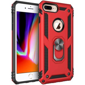 Resim Microsonic Apple iPhone 7 Plus Kılıf Military Ring Holder Kırmızı 