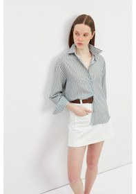 Resim Stella Pulvis Yeşil Oversize Çizgili Gömlek Yeşil 