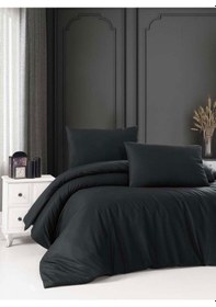 Resim Menderes Home Cotton Collection Ranforce Çift Kişilik Nevresim Seti Düzboya Siyah Renkli 