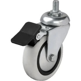 Resim 354 - 75X25 mm Pvc Makaralı Vidalı Frenli Teker 4 Adet 