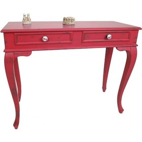 Resim 100 Cm Kırmızı Eskitme Konsol Dresuar & Makyaj Masası Kırmızı 