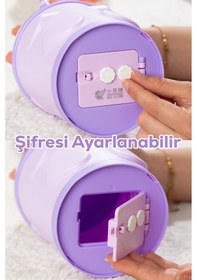 Resim Porsima 044-1 Pvc Şifreli Kilitli Unicorn Kumbara Lila 11x18,5cm 