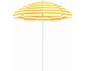 Resim Sunlife Avcıoğlu 200 cm Sarı-Beyaz Plaj Şemsiyesi Fiberglass Gövdeli Rüzgara Dayanıklı Bahçe Balkon Kamp Plaj Şemsiyesi 