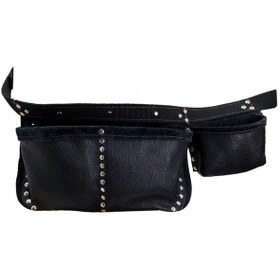 Resim Hakiki Deri Tekniker Alet Edevat Çivi Önlüğü Bel Çantası Siyah 