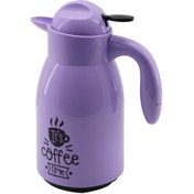 Resim Go İthalat 1LT İÇİ CAM LİLA - KAHVE YAZILI PENGUEN PLASTİK TERMOS (4738) 