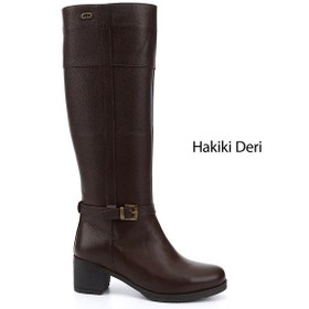Resim Gönderi(R) Gönderi R Kadın Koyu Kahve Floter Fermuarlı Kalın Topuklu Hakiki Deri Çizme Gkzc13444564 Koyu Kahverengi 