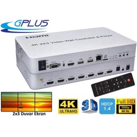 Resim Gplus 4kvw344p 2x3 Video Wall Controller Hdmı 6 Çıkış Duvar Ekran 