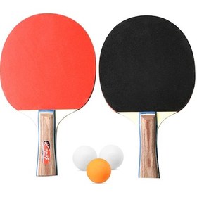 Resim Youmex 2 Kişilik Tenis Topu Seti: 2 Adet Uzun Saplı Raket Ve 3 Adet Top - Kaliteli Ahşap Sap, Dayanıklı Kauçuk Yüzey - Ev, Okul, Spor Kulübü İçin Uygun 