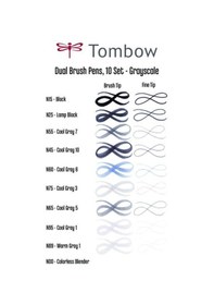 Resim Hobi-Marketart Tombow Dual Brush Pen 10 Renk Set Grayscale 