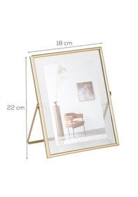 Resim Porsima Dhz90102 Altın Metal Modern Dekoratif Cam Fotoğraf Çerçevesi Masa Duvar Fotoğraf Çerçevesi 18x22cm 
