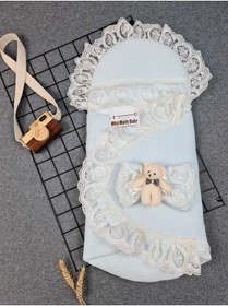 Resim UmBaby Yenidoğan Bebek Waffle Penye Ayıcık Kundak &battaniye 