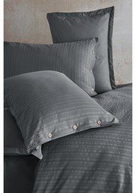 Resim Nordqueen %100 Pamuk Çift Kişilik Düğmeli Nevresim Seti-Arsida V1 Gri 