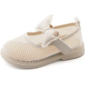 Resim Bej Kızlar Sandalet Bej Örgü Nefes Hollow Out Düz Kızlar Rahat Ayakkabılar Pembe Moda Kaymaz Yumuşak Alt Çocuk Bebek Sandalet Bej 