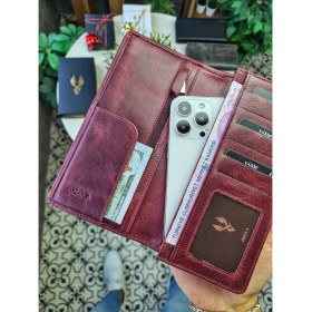 Resim Visso 901 Deri El Çantası Telefon Bölmeli Cüzdan - Fermuarlı -Tak Çıkar Kartlık Özellikli Erkek Kadın Modeli 