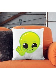 Resim Uzaylı Tasarımlı Dekoratif Yastık Kılıfı Eğlenceli Desen, İçi Boş, Özel Tasarım Çok Renkli 