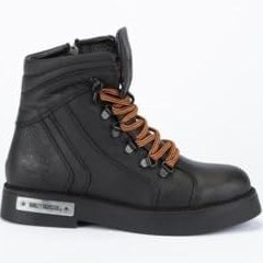Resim Harley Davidson 026G100011 Melfi Siyah Baskılı Deri Kadın Bot 