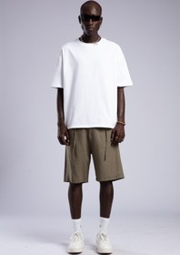 Resim Beli Lastikli Keten Şort 