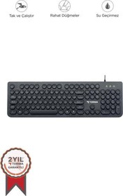 Resim Torima Tk-09 Siyah Retro Daktilo Görünümlü Kablolu Q Klavye 