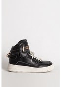 Resim Guja Kadın Esnek Taban Bağcıklı Günlük Yarım Bilek Sneaker Gerçek Deri Gj 329 Siyah 