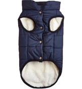 Resim Padalink Küçük-orta Köpekler İçin 2 Katlı Yünlü Kaban, Rahat Isınır, Boyun İp Deligi, Stili Tasarım, Kolay Giydir, Lacivert 