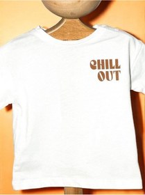 Resim Çikoby Erkek Bebek Chill Out Yazılı Pamuklu T-shirt-15714 Beyaz 