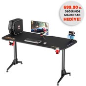 Resim Adore Mobilya Adore Gaming Karbon Çelik Gövde Oyuncu Bilgisayar Masası-siyah 160x70-75-80x75 Cm (GXYXD) 