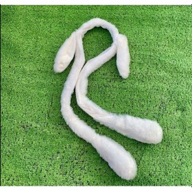 Resim Taç Işıklı Hareketli Kulaklı Beyaz Peluş Sevimli Tavşan Kulak Kız Çocuk 