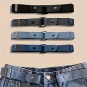 Resim 4 Adet Unisex Ayarlanabilir Esnek Görünmez Kemerler - Siyah, Koyu Mavi, Açık Mavi, Gri - Kot ve Pantolonlar için Günlük Giyim 