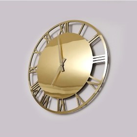 Resim Dekoratif Roma Rakamlı Gold Aynalı Duvar Saati Altın 