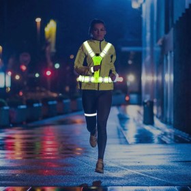 Resim Reflektif Işıklı Yelek Kırmızı Fosforlu Neon Bisiklet, Motosiklet,scooter Gece Ikaz Uyarı Reflektör Yelek 
