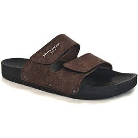 Resim Pierre Cardin Erkek Çift Kemerli Cırtlı Terlik Kahve Pc-7019-7039 Kahverengi 