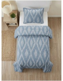 Resim Zorlu Tekstil Geo Kapitoneli Tek Kişilik Yatak Örtüsü Seti 180x240 Cm + 50x70 Cm Yastık Kılıfı - Antrasit Mavi 