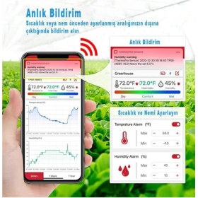 Resim ThermoPro TP55 Bluetooth Limit Aşım Uyarılı Iç Mekan Dijital Sıcaklık ve Nem Ölçer Termometre 