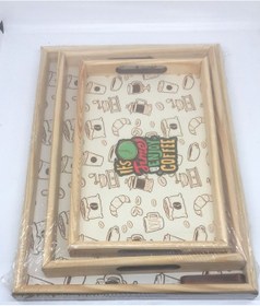 Resim Lebron Karışık Desen Ahşap 3 Lü Servis Sunum Tepsisi Çay Kahve Sunum Tepsi Çay Tepsisi Çok Renkli 