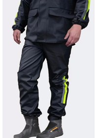 Resim Unisex Tam Kalıp Motorcu Cepli Kurye Su Gecirmez Yağmurluk Takım Siyah 