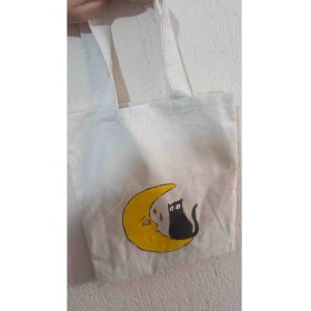 Resim Desenli Ham Kumaş Çanta 