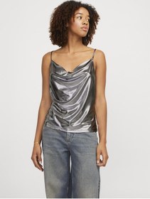 Resim Jack & Jones Kadın Kare Yaka Parlak Bluz - Dina Silver 
