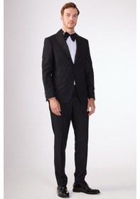 Resim Dufy Siyah Erkek Slim Fit Mono Yaka Smokin Takım - 79125 Siyah 