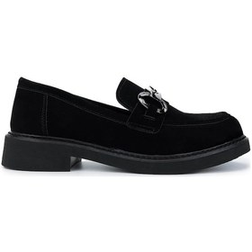 Resim Tamer Tanca Kadın Vegan Siyah Süet Loafer Ayakkabı 817 1000 Bn Ayk Sk24-25 Sıyah Suet Siyah 