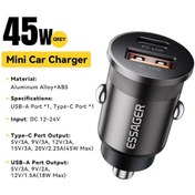 Resim Essageressager 45w Araç Şarj Cihazı Pd Qc3.0 Çift Usb-c iPhone Uyumlu, Uyumlu, 16/15/14 Samsung Xiaomi Huawei Oppo Dedistribütör Garantili 