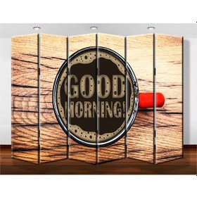 Resim Dekobul Good Morning 6 Kanat Tekerlekli Kanvas Paravan 