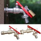 Resim Kilit Mekanizmalı Dayanıklı Çinko Alaşım Bahçe Hortumu Musluğu, 1/2" & 3/4" Diş - Dış Mekan Kullanımı, Sulama ve Araba Yıkama için Kolay Kullanımlı Kırmızı Saplı Su Musluğu Yedek Parçası 