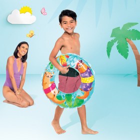 Resim Çocuk Yüzme Simidi - Intex - Şeffaf Desenli - Gök Mavisi - 61cm (59242) 