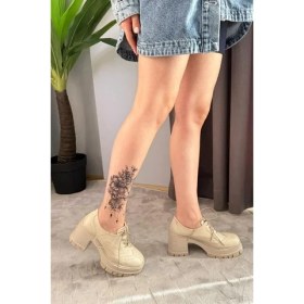 Resim Les Passent Kadın Diana Bej Rugan Carık Model 8 cm Topuklu Platformlu Ayakkabı 