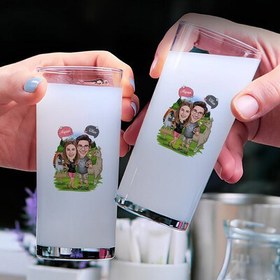 Resim Doğacı Çift Karikatürlü İkili Rakı Bardağı Seti 