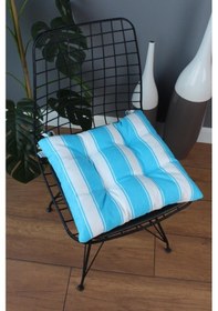 Resim Altınpamuk Altınpamuk Beta Pofidik Turkuaz Beyaz Sandalye Minderi Bağcıklı 4 